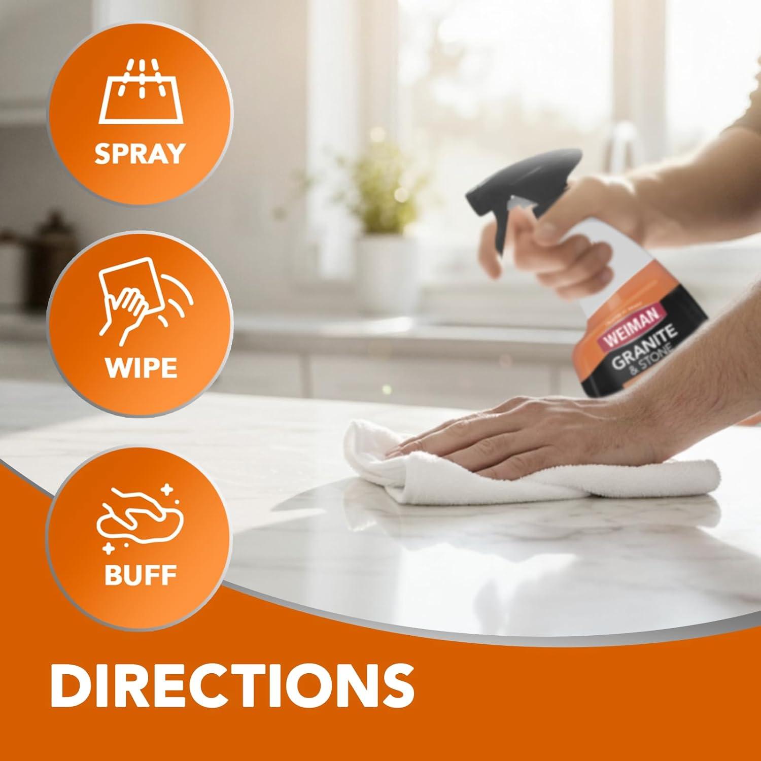image:imageWeiman Granite and Stone Cleaner 3in1 Removes Grease Stains amp Watermarks StreakFree Formula with Stain Shield Technology Safe on Marble Quartz Tile Granite Quartzite amp Slate