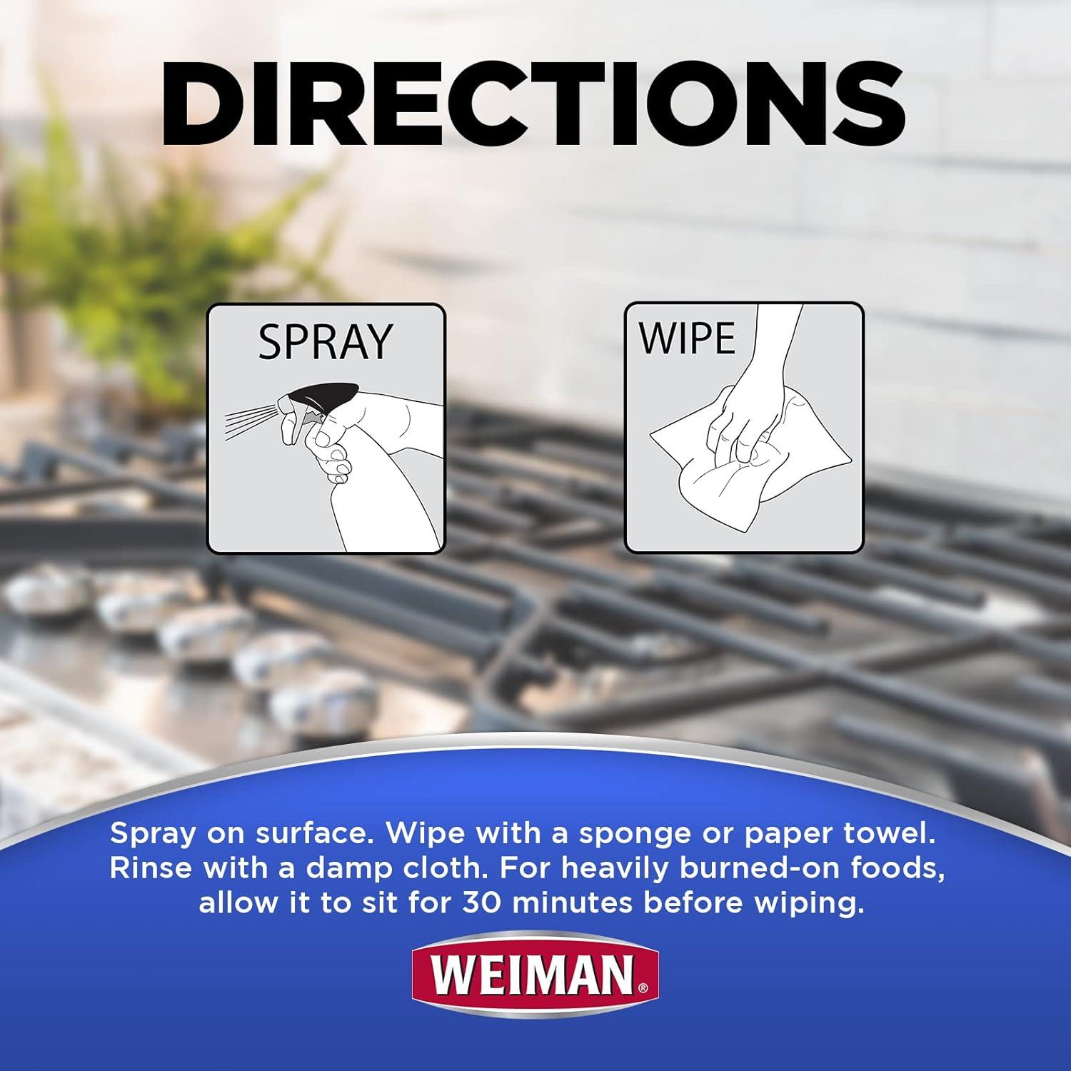image:imageWeiman Heavy Duty Gas Range amp Stove Top Cleaner and Degreaser 2 Pack 24 Ounces with MicroFiber Cleaning TowelPack of 1
