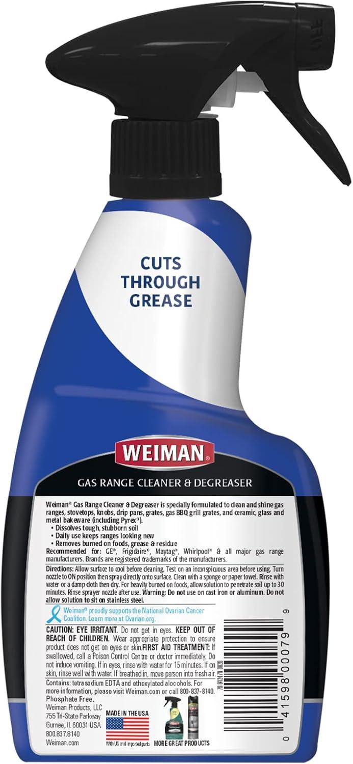image:imageWeiman Heavy Duty Gas Range amp Stove Top Cleaner and Degreaser 2 Pack 24 Ounces with MicroFiber Cleaning TowelPack of 1