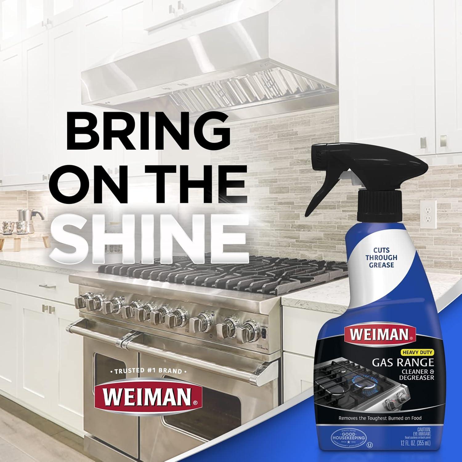 image:imageWeiman Heavy Duty Gas Range amp Stove Top Cleaner and Degreaser 2 Pack 24 Ounces with MicroFiber Cleaning TowelPack of 2