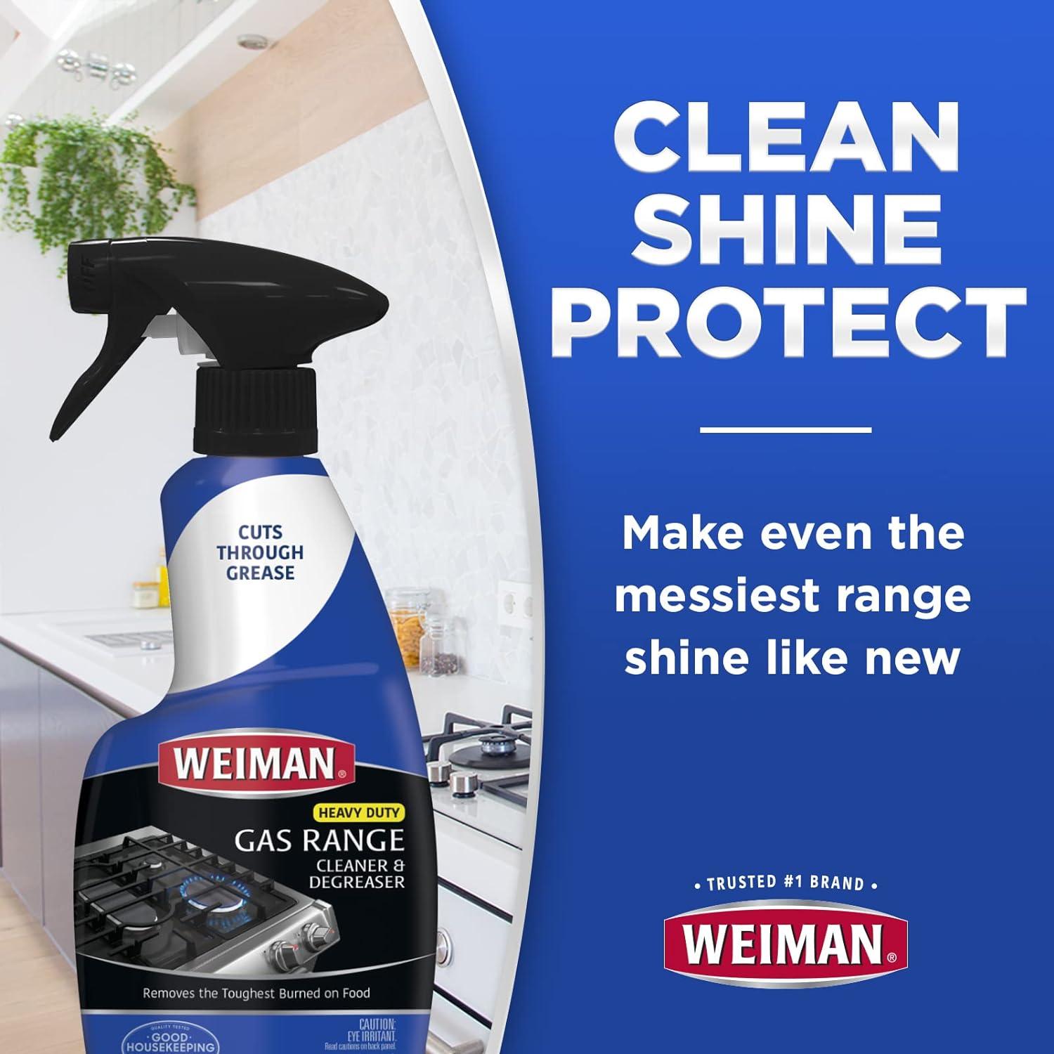 image:imageWeiman Heavy Duty Gas Range amp Stove Top Cleaner and Degreaser 2 Pack 24 Ounces with MicroFiber Cleaning TowelPack of 2