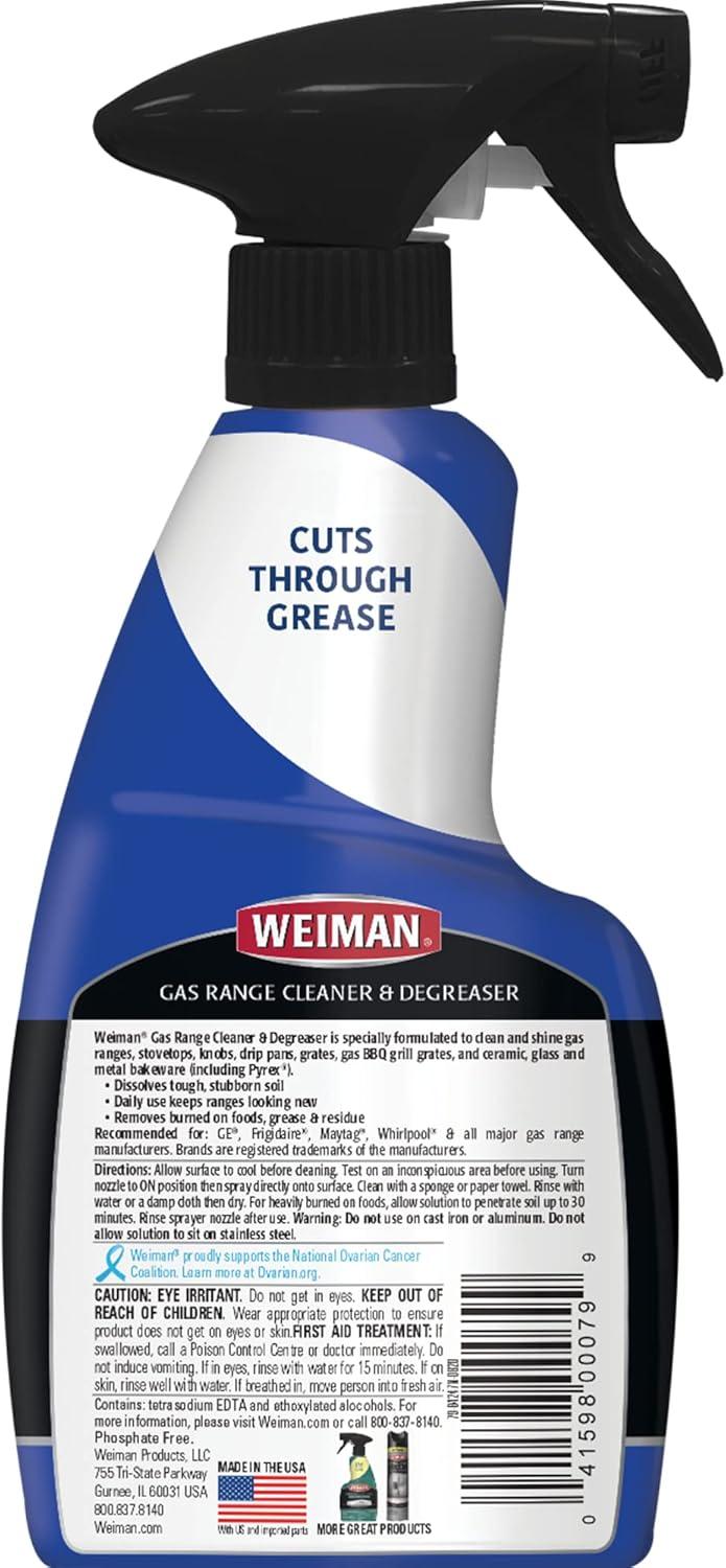 image:imageWeiman Heavy Duty Gas Range amp Stove Top Cleaner and Degreaser 2 Pack 24 Ounces with MicroFiber Cleaning TowelPack of 4
