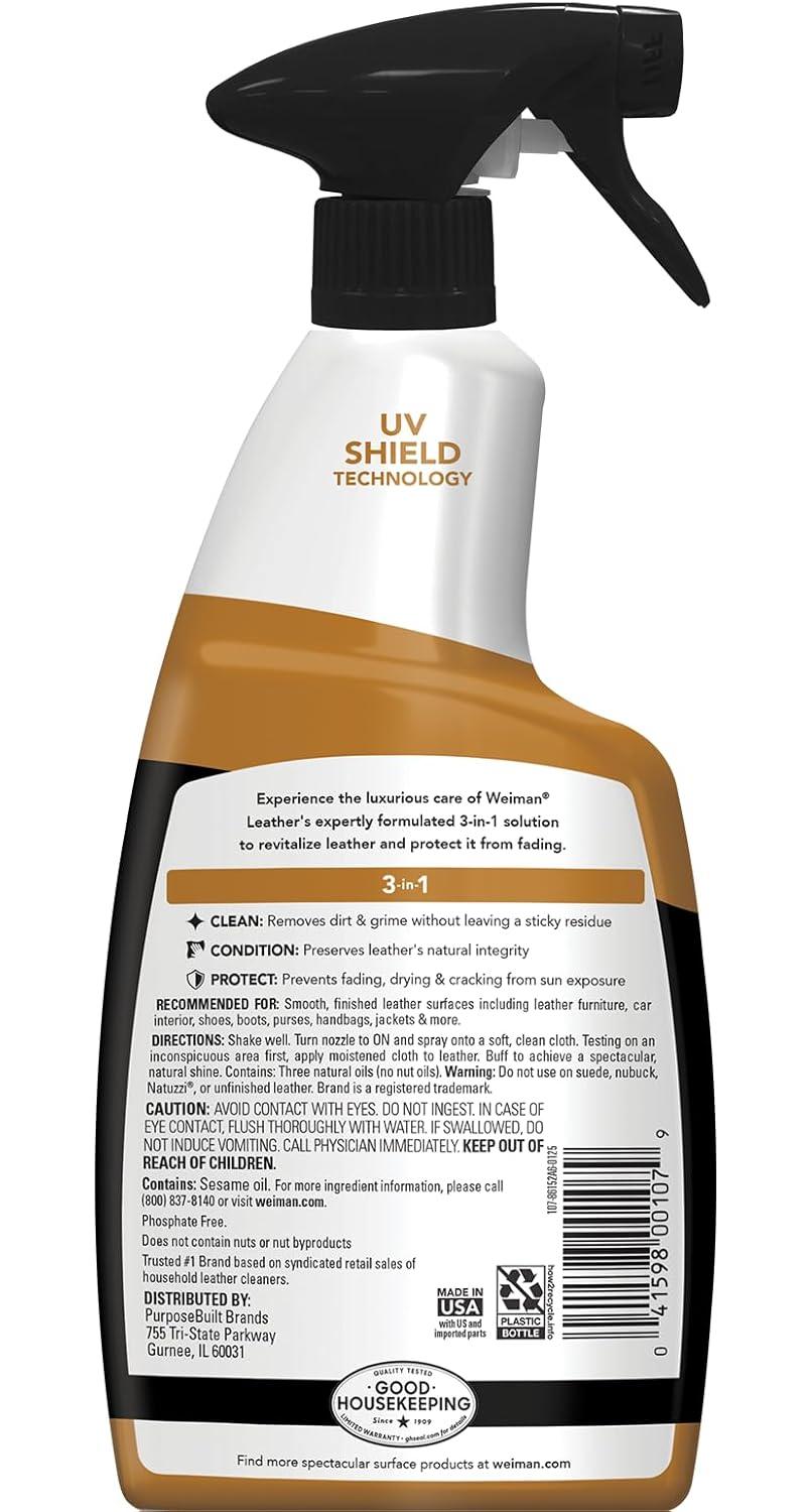 image:imageWeiman Leather Cleaner Polish and Conditioner for Furniture Car Purses Shoes Boots and Couches Micro Fiber Towel Included 22oz