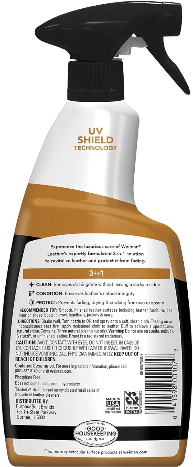 image:imageWeiman Leather Cleaner amp Conditioner Cleans Restores amp Protects Leather UV Protection Prevent Cracking amp Fading For Car Seats Sofas Shoes Bags amp All Finished Leather Surfaces 1 Pack 12 Fl Oz6 Pack 22 Fl Oz