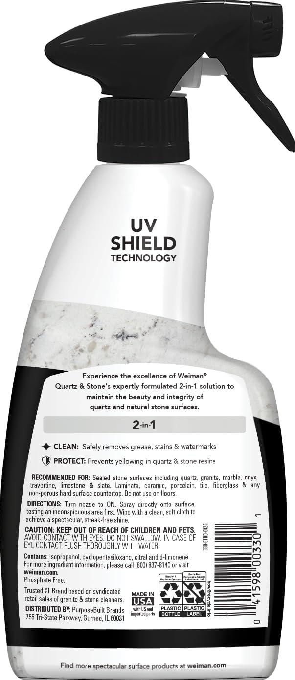 image:imageWeiman Quartz Countertop Cleaner and Polish 2 Pack wMicro Towel Clean and Shine Your Quartz Countertops Islands and Stone Surfaces with Ultra Violet Protection