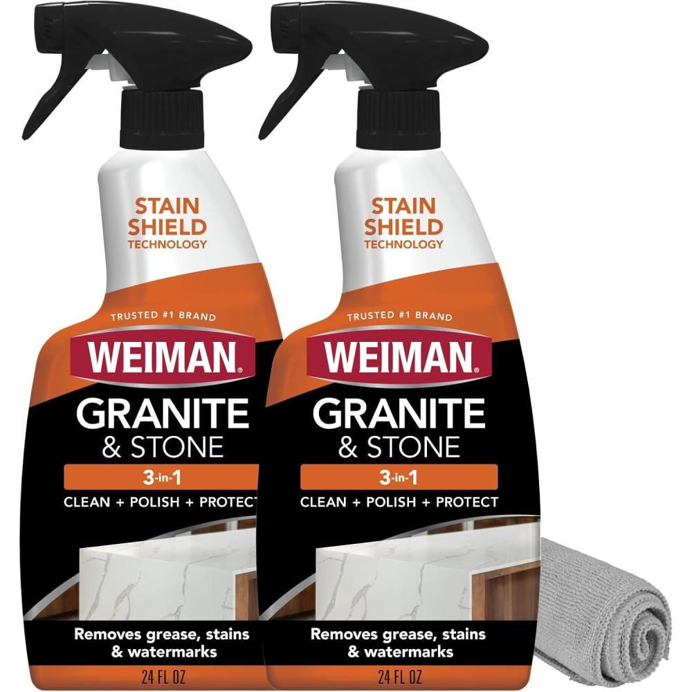 image:imageWeiman Granite and Stone Cleaner 3in1 Removes Grease Stains amp Watermarks StreakFree Formula with Stain Shield Technology Safe on Marble Quartz Tile Granite Quartzite amp Slate
