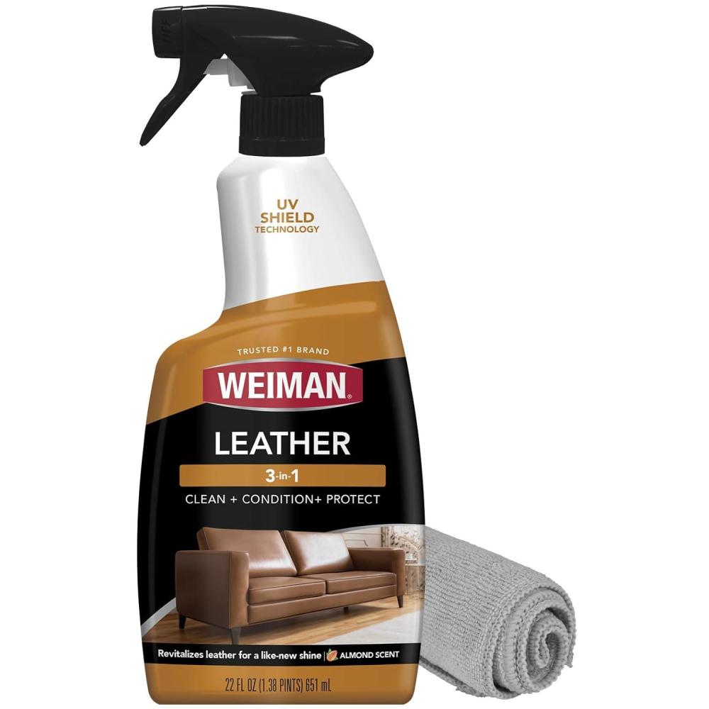 image:imageWeiman Leather Cleaner Polish and Conditioner for Furniture Car Purses Shoes Boots and Couches Micro Fiber Towel Included 22oz
