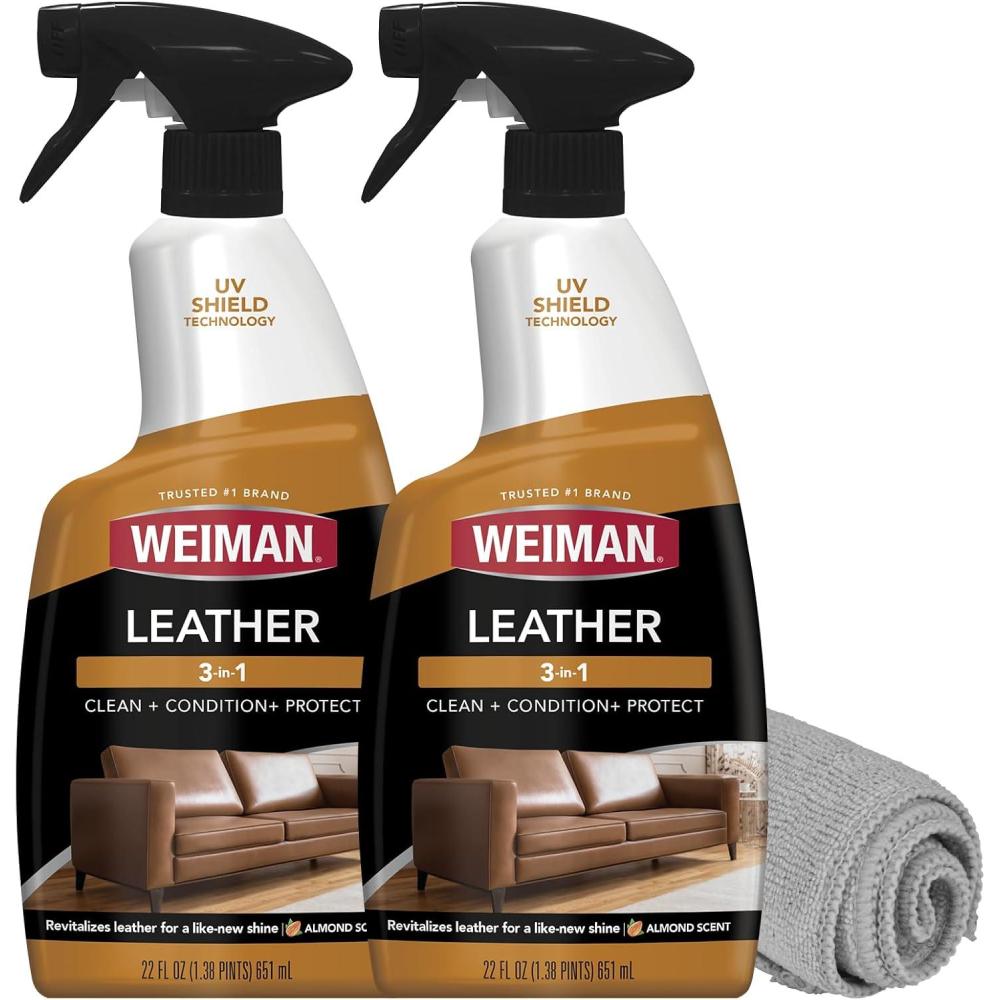 image:imageWeiman Leather Cleaner amp Conditioner Cleans Restores amp Protects Leather UV Protection Prevent Cracking amp Fading For Car Seats Sofas Shoes Bags amp All Finished Leather Surfaces 2 Pack 22 FL Oz