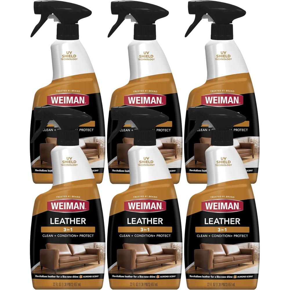 image:imageWeiman Leather Cleaner amp Conditioner Cleans Restores amp Protects Leather UV Protection Prevent Cracking amp Fading For Car Seats Sofas Shoes Bags amp All Finished Leather Surfaces 1 Pack 12 Fl Oz6 Pack 22 Fl Oz