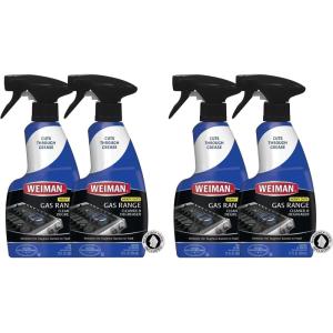 Weiman Heavy Duty Gas Range & Stove Top Cleaner and Degreaser – 2 Pack, 24 Ounces with MicroFiber Cleaning Towel((Pack of 4))
