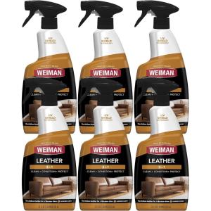 Weiman Leather Cleaner & Conditioner – Cleans, Restores & Protects Leather, UV Protection Prevent Cracking & Fading, For Car Seats, Sofas, Shoes, Bags & All Finished Leather Surfaces, 1 Pack, 12 Fl Oz(6 Pack (22 Fl Oz))