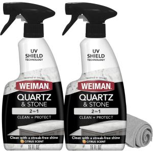 Weiman Quartz Countertop Cleaner and Polish (2 Pack w/Micro Towel) Clean and Shine Your Quartz Countertops Islands and Stone Surfaces with Ultra Violet Protection