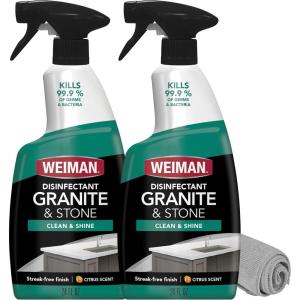 Weiman Stone & Granite Countertop Cleaner and Sealer Kit – Clean, Polish & Protect Natural Stone & Granite Sealer – Streak-Free – Safe for Granite, Marble & Quartz – 2 Pack (24 oz Each)(Granite Daily Cleaner (2PK))