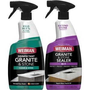 Weiman Stone & Granite Countertop Cleaner and Sealer Kit – Clean, Polish & Protect Natural Stone & Granite Sealer – Streak-Free – Safe for Granite, Marble & Quartz – 2 Pack (24 oz Each)(Granite Kit 1)