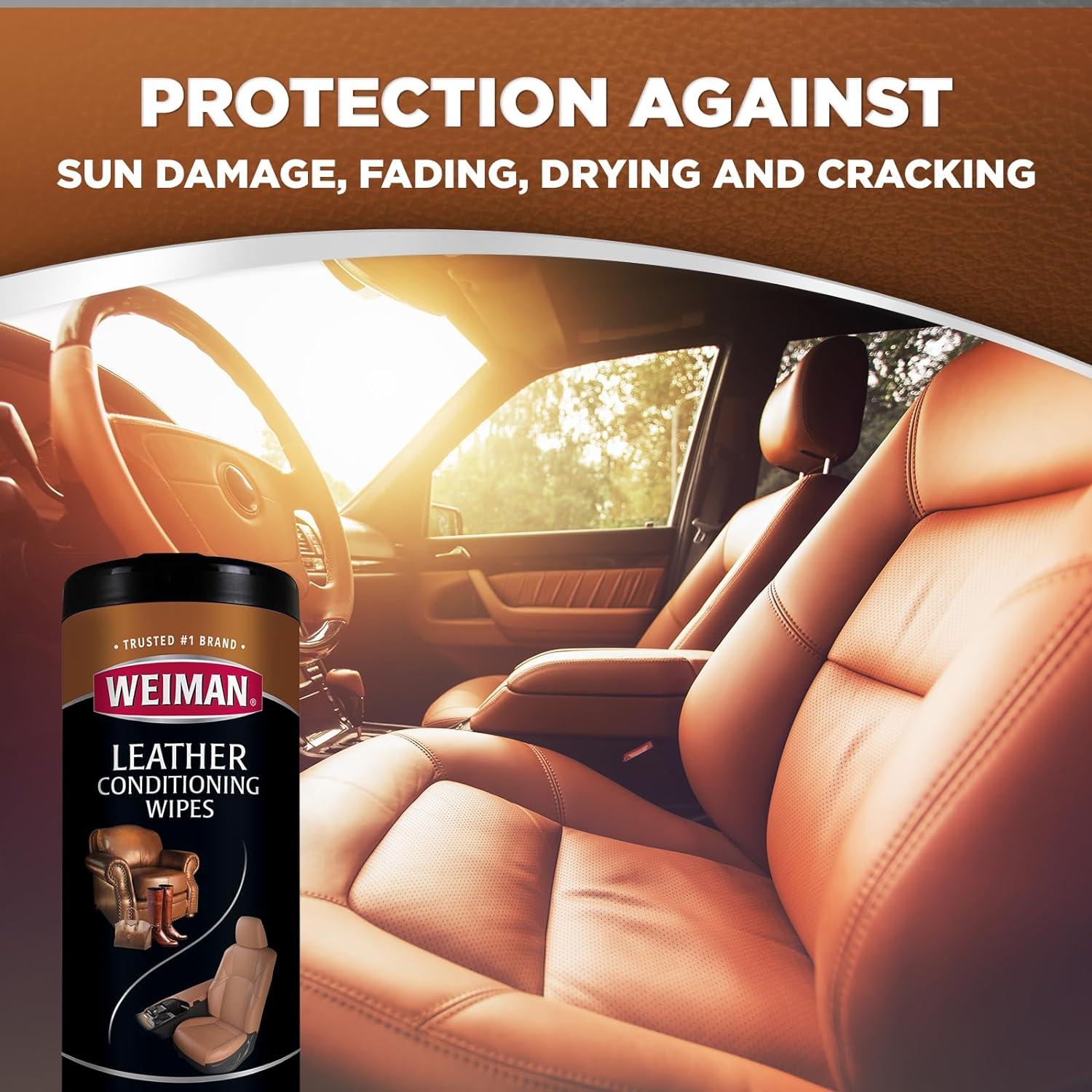 image:imageWeiman Leather Cleaner amp Conditioner Cleans Restores amp Protects Leather UV Protection Prevent Cracking amp Fading For Car Seats Sofas Shoes Bags amp All Finished Leather Surfaces 2 Pack 60 Wipes