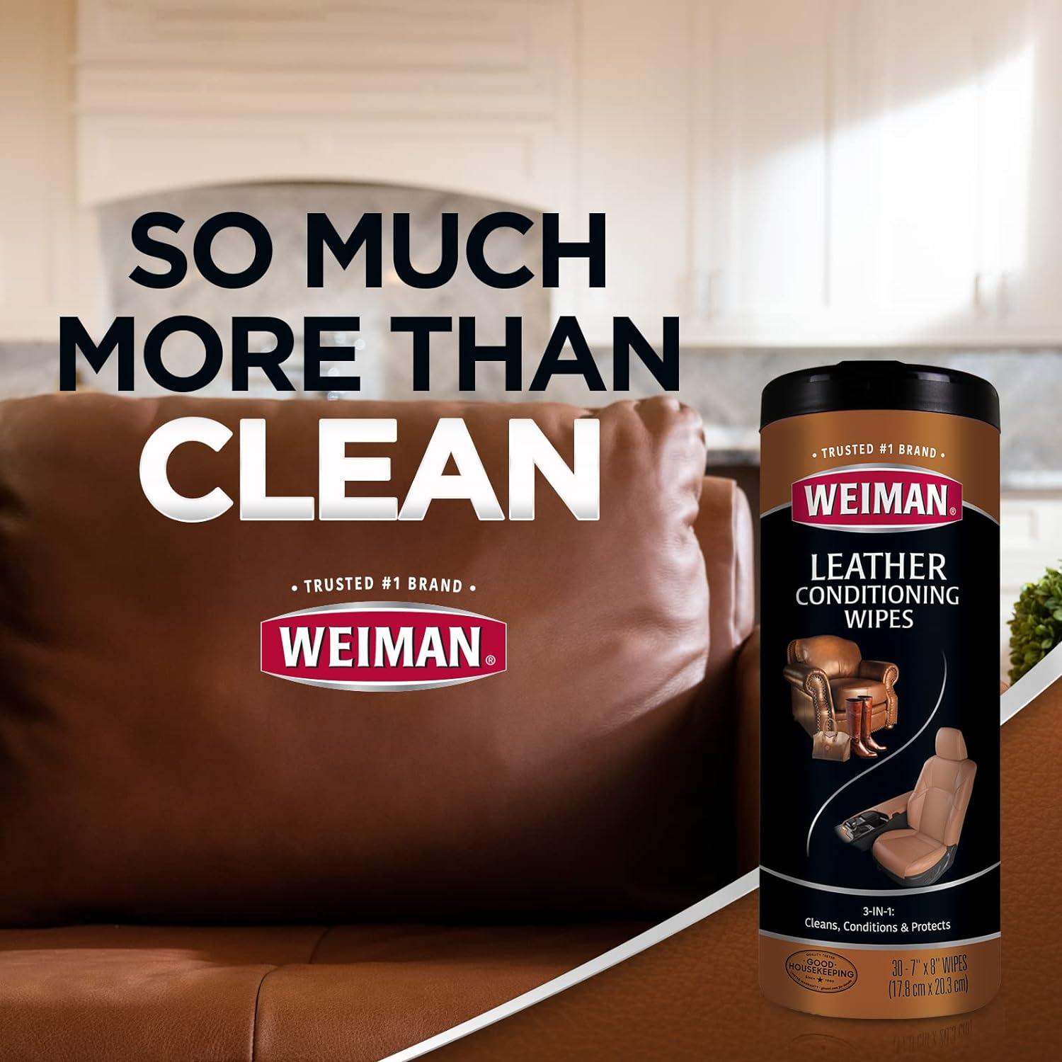 image:imageWeiman Leather Cleaner amp Conditioner Cleans Restores amp Protects Leather UV Protection Prevent Cracking amp Fading For Car Seats Sofas Shoes Bags amp All Finished Leather Surfaces 2 Pack 60 Wipes