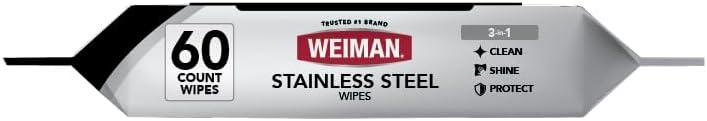 image:imageWeiman Stainless Steel Cleaner amp Polish Kit 2 Wipes amp Cloth AntiFingerprint Removes Grease Water Spots Streaks amp Residue Polishing Cleaner Safe for Appliances Chrome Sinks amp Grill Exteriors